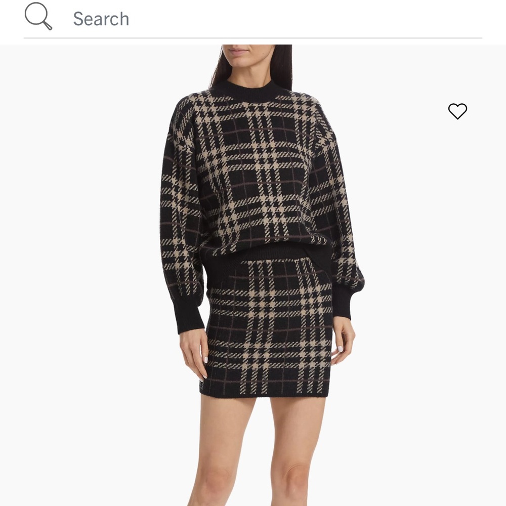 En Saison Cozy Plaid Sweater and Skirt Matching Set